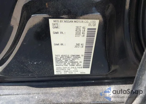 2018 Nissan Altima 2.5 Sv from USA, damaged, VIN 1N4AL3AP5JC265768